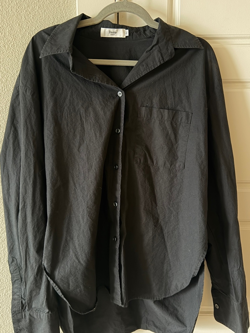 The Frankie Shop Oversized Long Sleeve Lui Button Down Lightweight Black Large - Picture 5 of 13